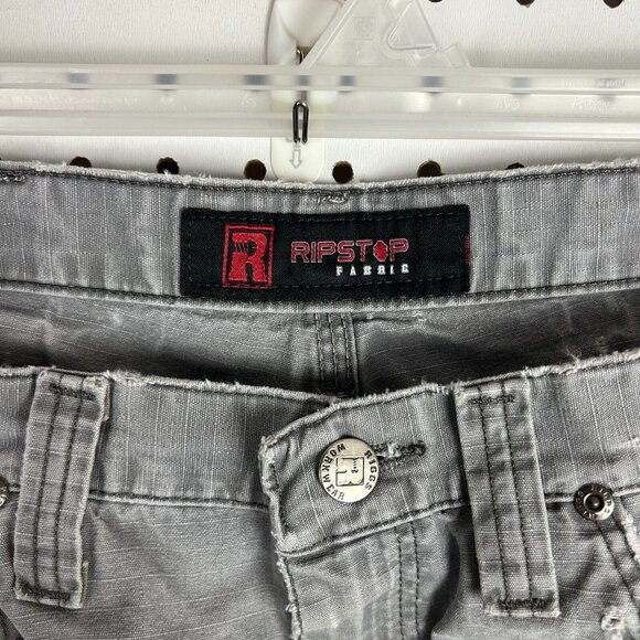 Wrangler Riggs Ripstop Work Wear Pants 34x30 Gray Distressed Worn Skate Y2K - Picture 7 of 9